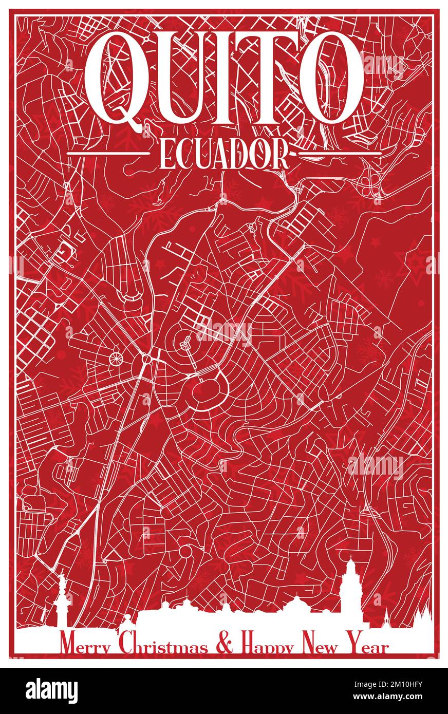 Weihnachtspostkarte der Innenstadt VON QUITO, ECUADOR Stock Vektor