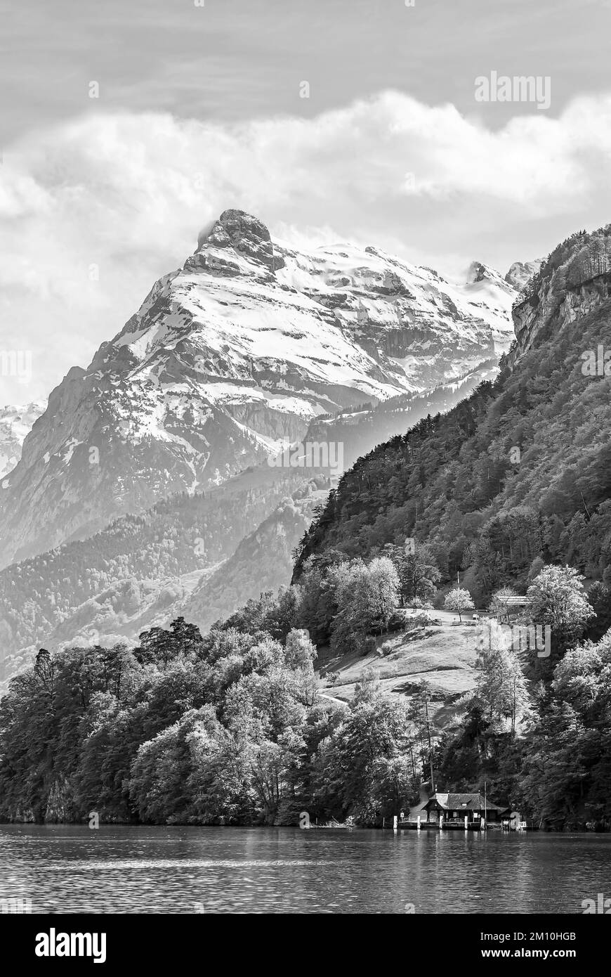 Berglandschaft am Vierwaldstätter See in der Nähe von Bauen, mit dem Uri-Rotstock Ber Stockfoto