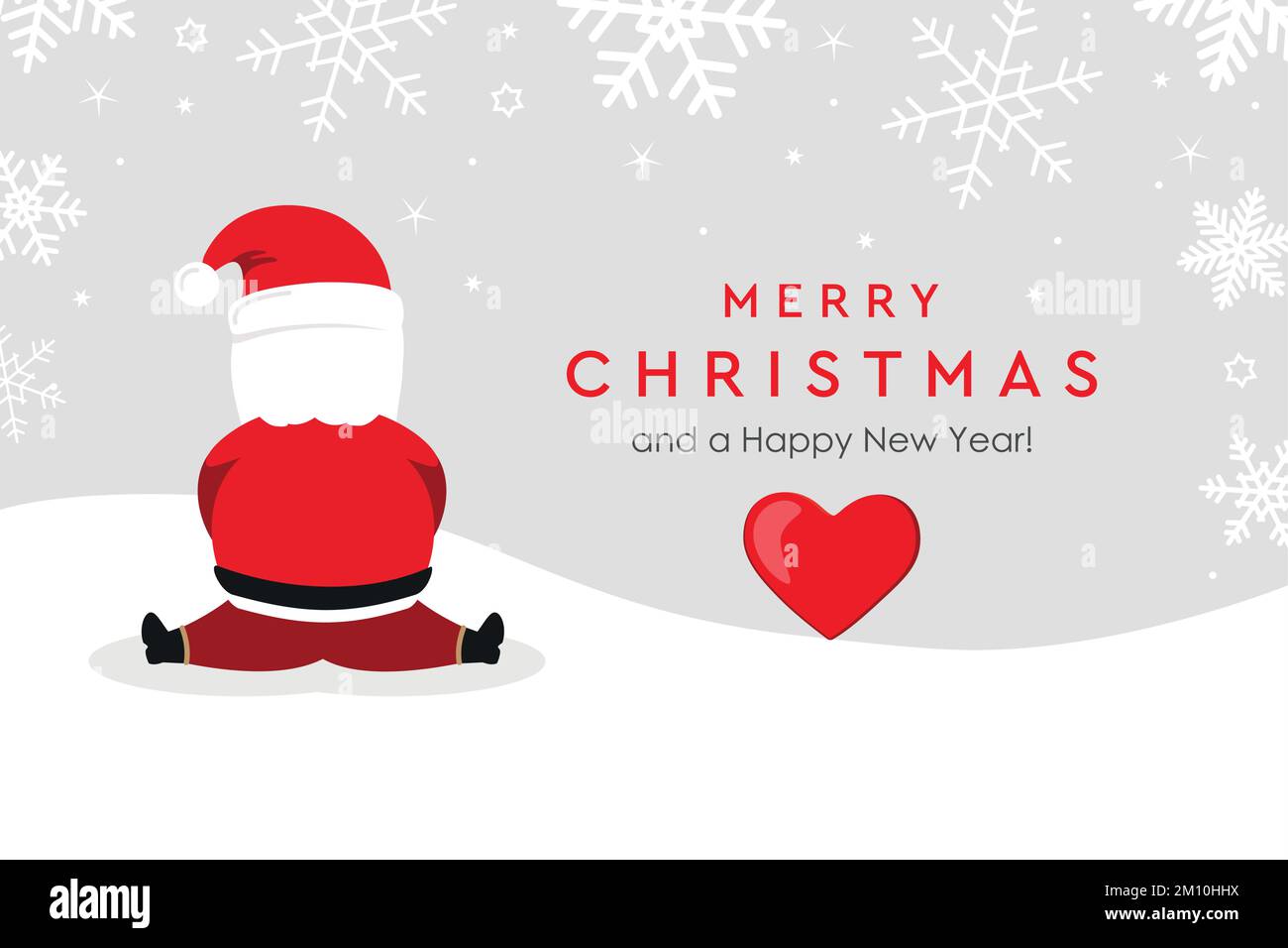 weihnachtsgrußkarte mit niedlichem weihnachtsmann auf verschneitem Hintergrund Stock Vektor