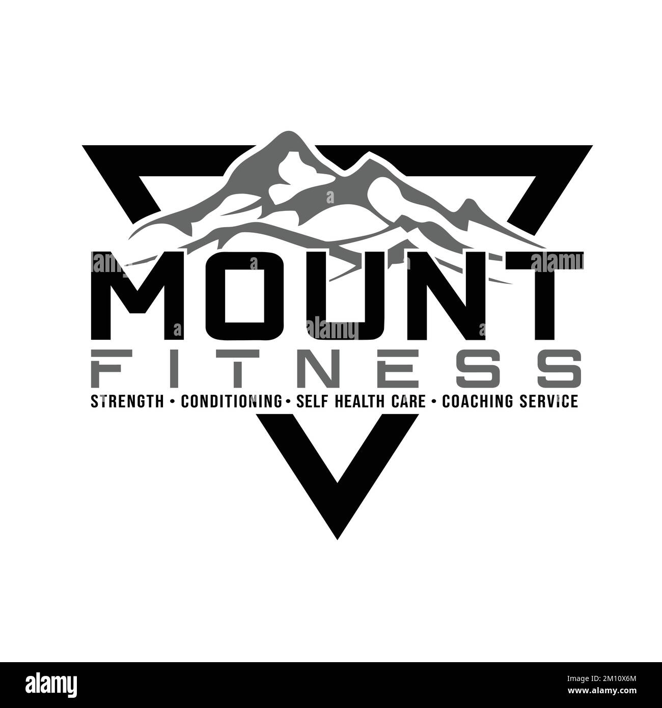 Modernes Design mit Mount Fitness-Logo auf weißem Hintergrund Stock Vektor