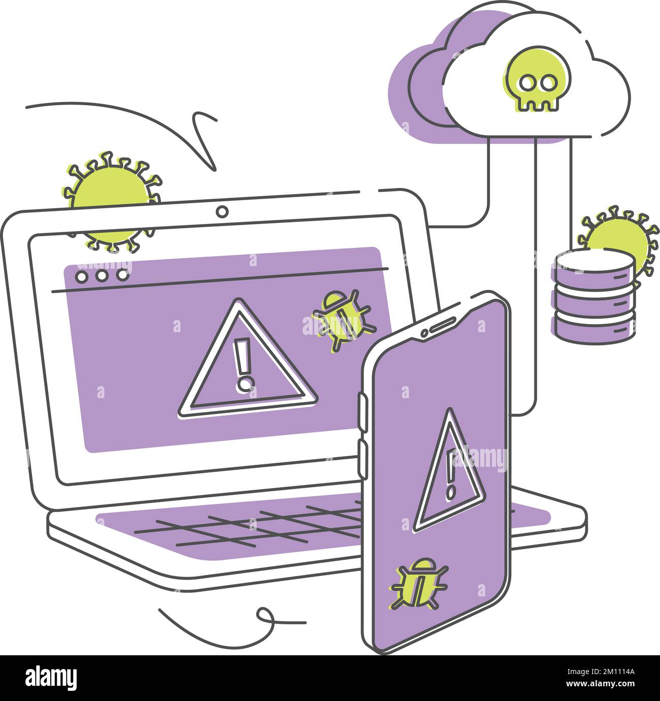 Ein Vektorbild des Cyberterrorismus auf weißem Hintergrund Stock Vektor