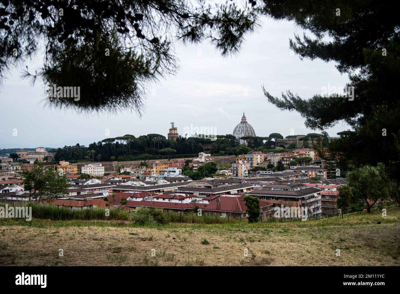 blick auf rom und den petersdom von den Hügeln Stockfoto