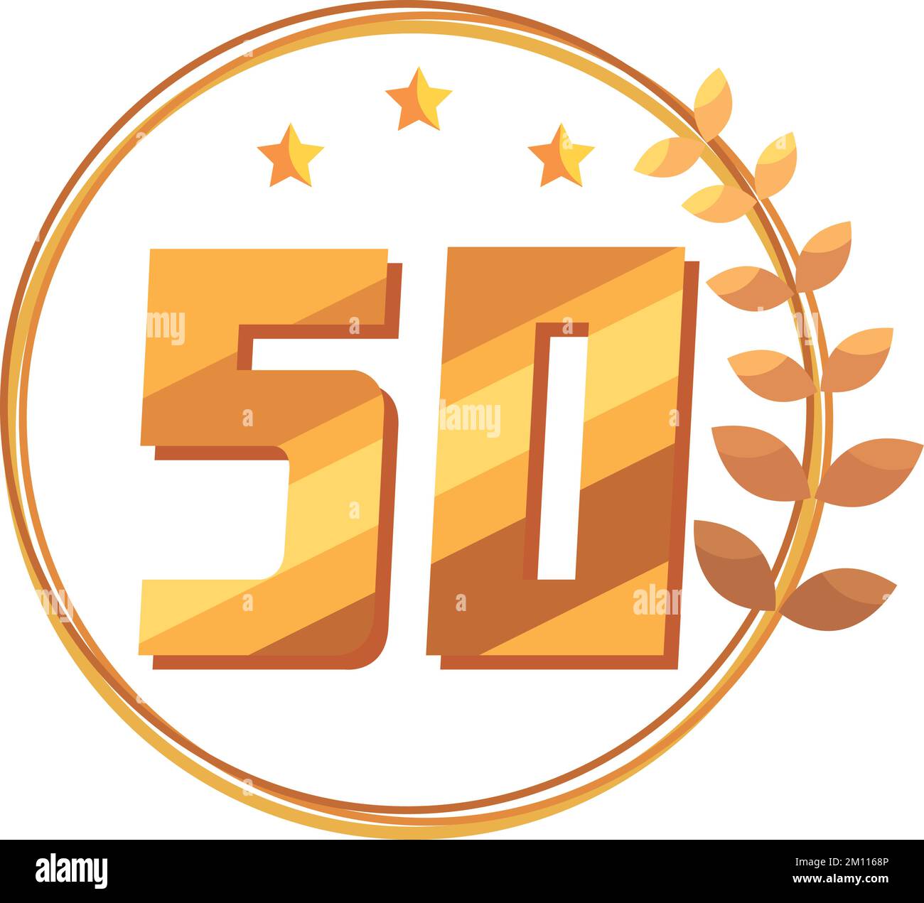 Fünfzigjähriges goldenes Emblem Stock Vektor