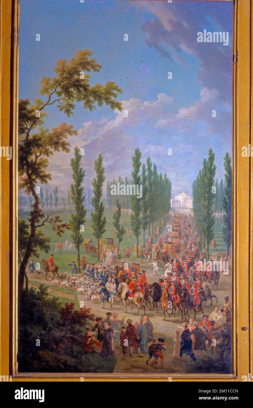 Italien Piedmont Stupinigi Palazzina di caccia - Königliches Schloss Savoyen - Jagdhaus mit Jagdszene Stockfoto