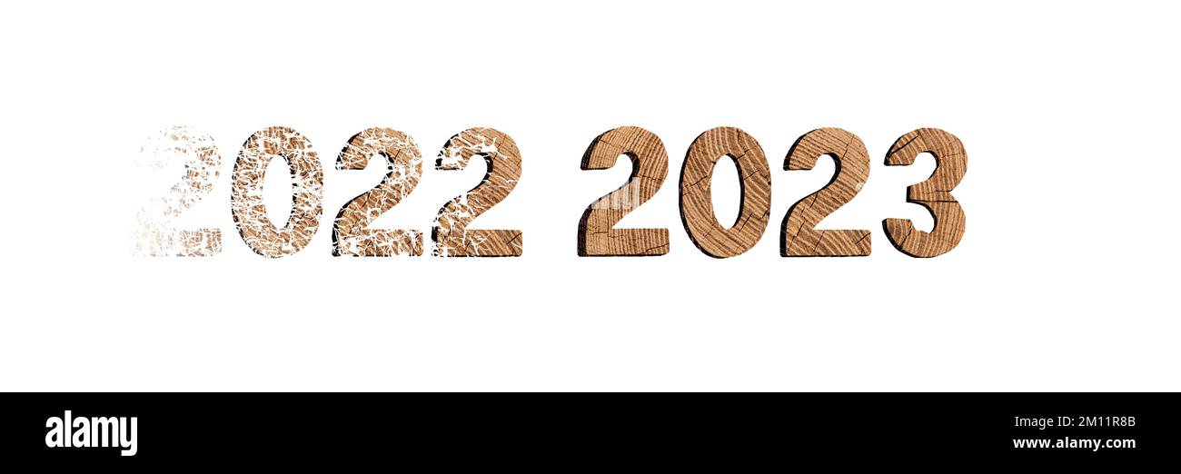 Jahr 2022 2023 aus Holz Stockfoto