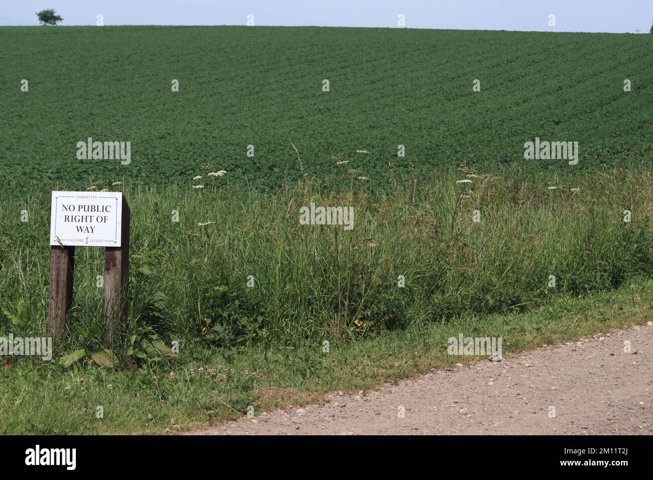 Kein Durchgangsschild, Foljambe Estates, Rayton Lane, Worksop, Notts, England, Großbritannien Stockfoto