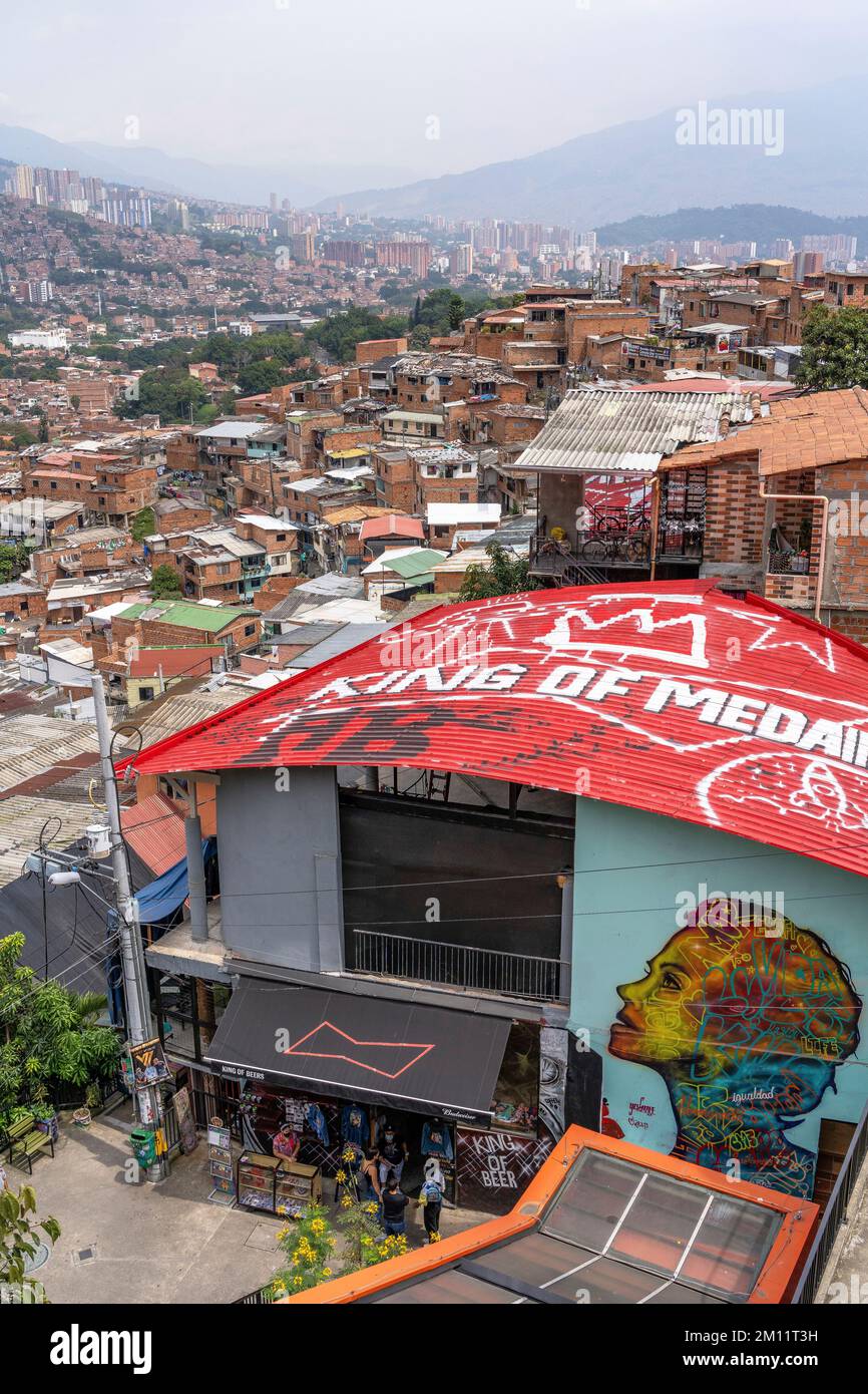 Südamerika, Kolumbien, Departamento de Antioquia, Medellín, Comuna 13, Blick auf Medellín vom Aussichtspunkt in Comuna 13 Stockfoto