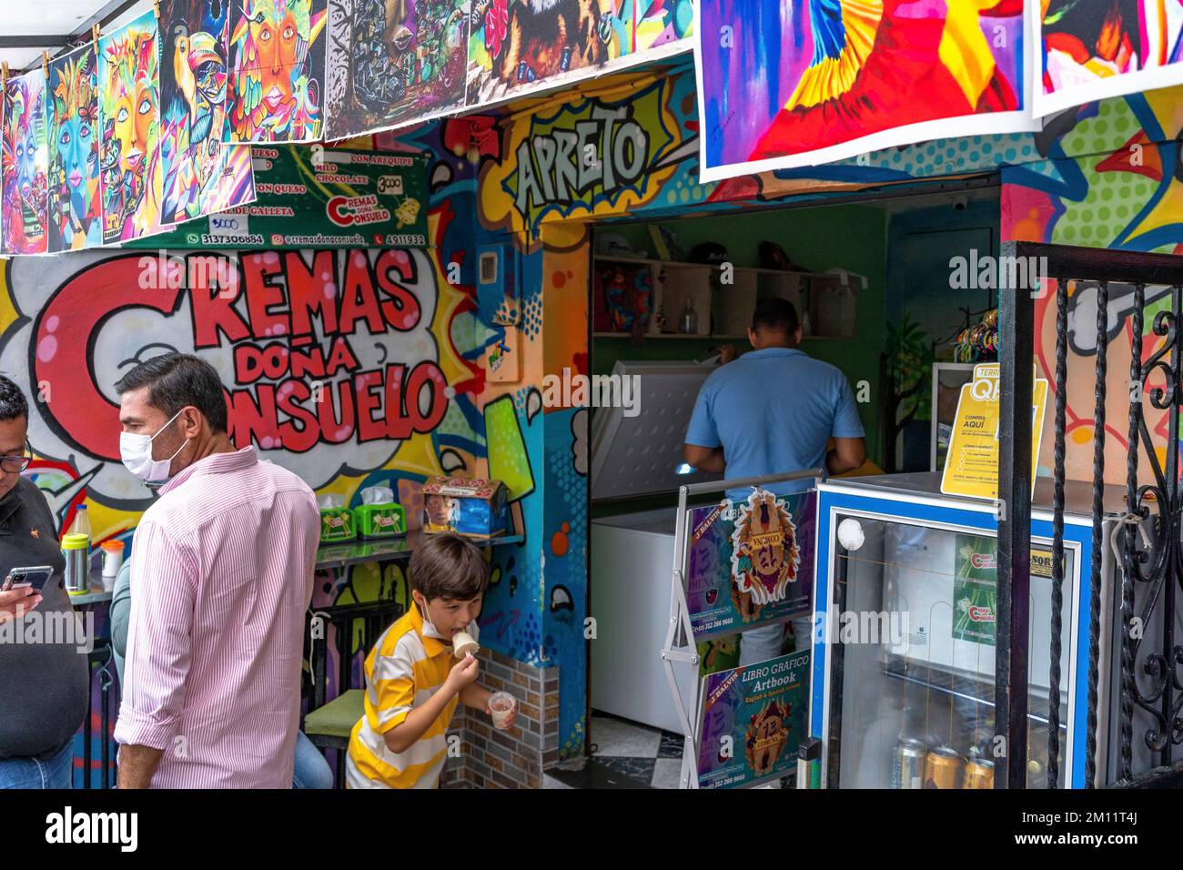 Südamerika, Kolumbien, Departamento de Antioquia, Medellín, Comuna 13, Straßenszene im trendigen Viertel Comuna 13 Stockfoto