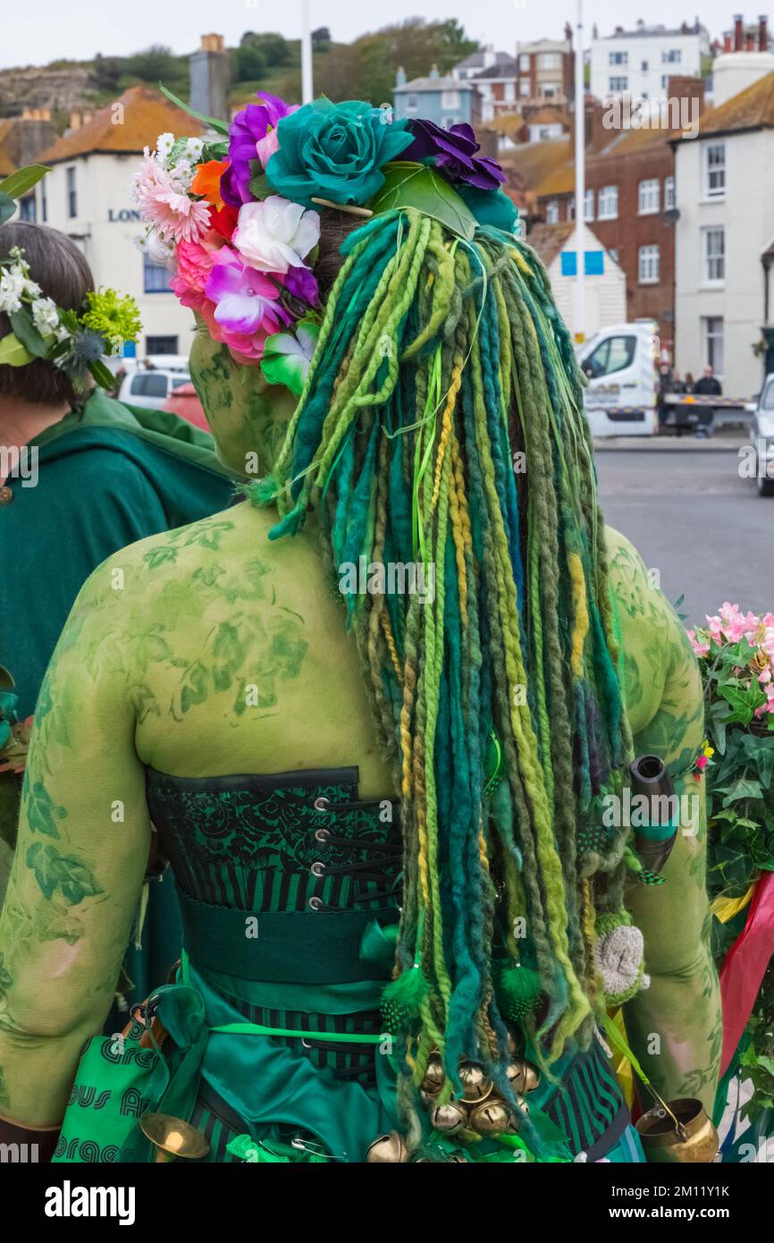 England, East Sussex, Hastings, The Annual Jack in the Green Festival, Teilnehmer an der Jack in the Green Parade Stockfoto