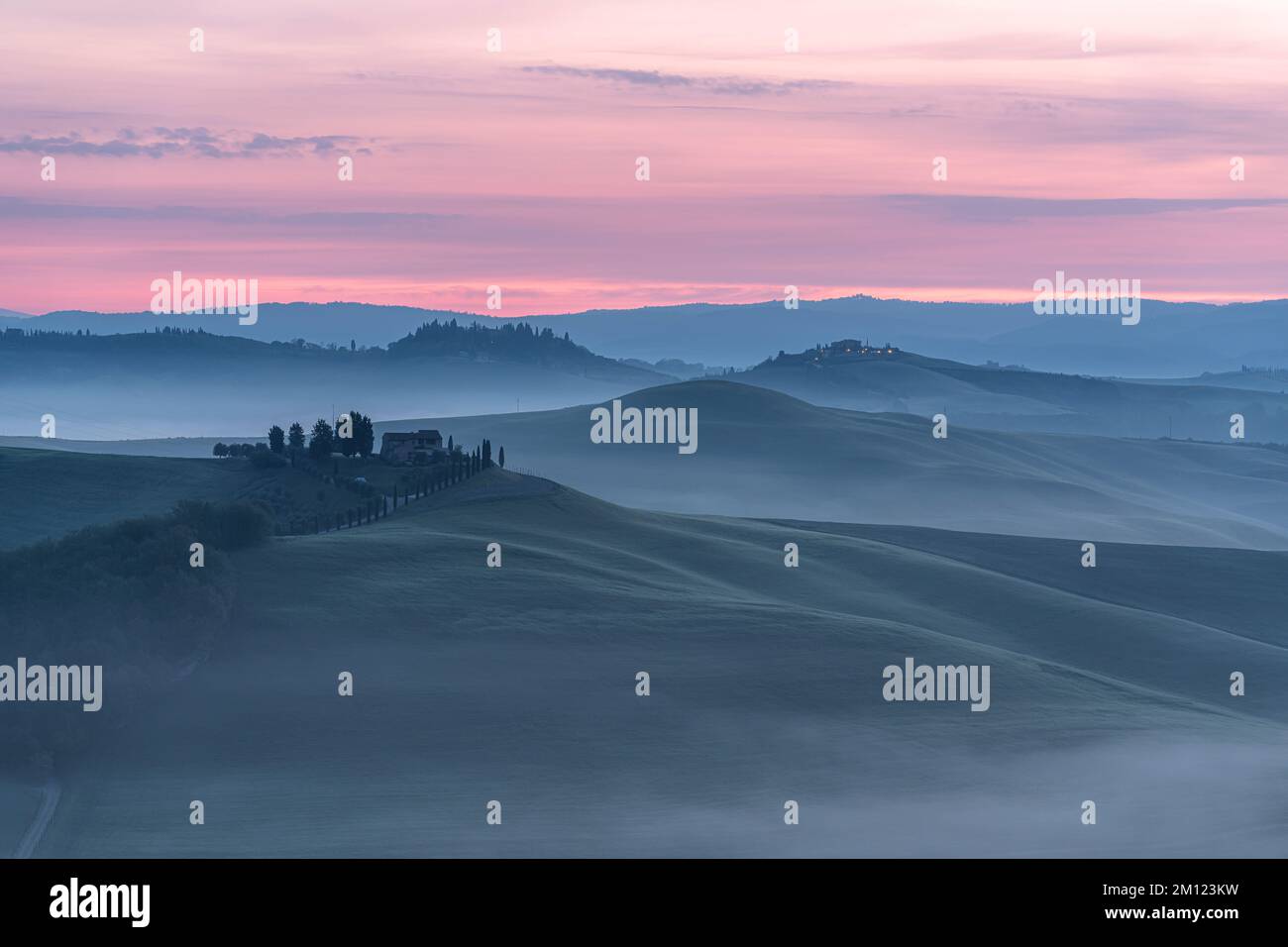 Nebellandschaft, Toskana, Italien Stockfoto