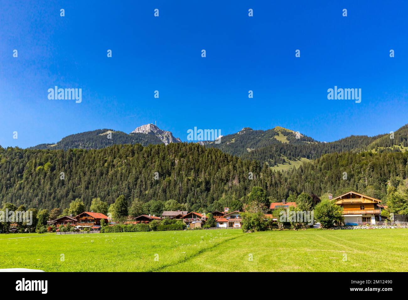 Bayrischzell, hinter Wendelstein, 1838 m, Soinwand, 1756 m, Lacherspitze, 1724 m, Wildalpjoch, 1720 m, Bayrischzell, Mangfallgebirge, Oberbayern, Bayern, Deutschland, Europa Stockfoto