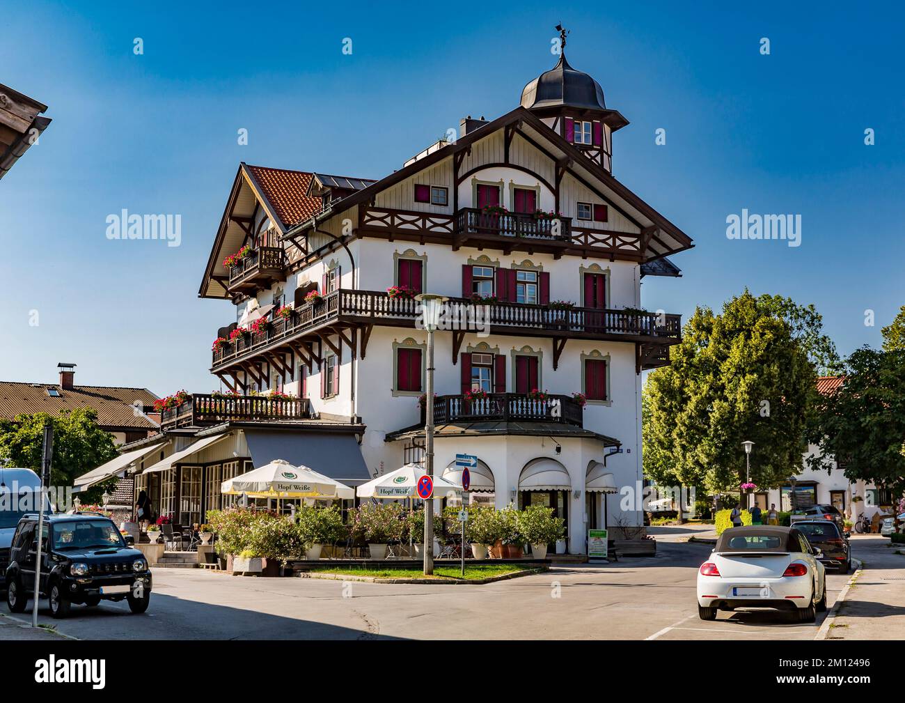 Bunt bemalte und dekorierte Häuser, Dorf Schliersee, Oberbayern, Bayern, Deutschland, Europa Stockfoto