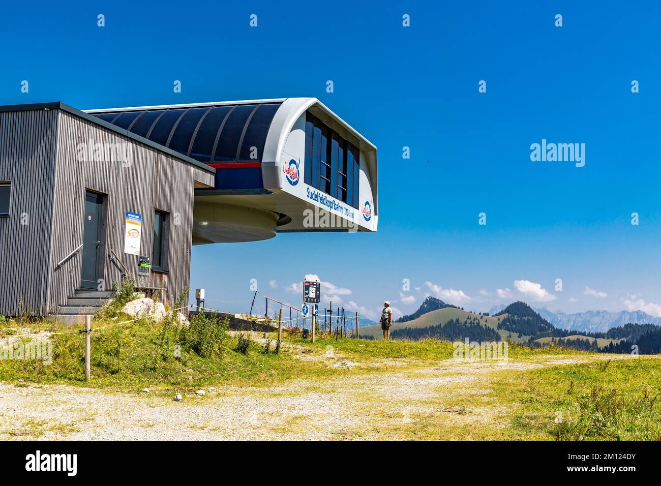 Skiliftanlage Sudelfeldkopfbahn, Bergstation, Sudelfeld, in der Nähe von Bayrischzell, Mangfallgebirge, Oberbayern, Bayern, Deutschland, Europa Stockfoto