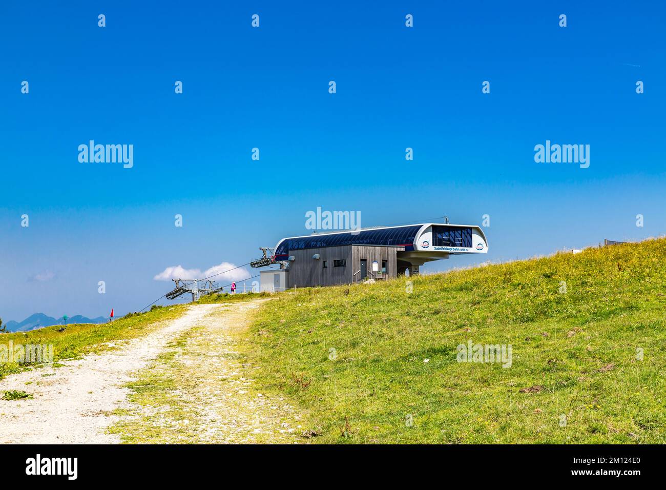 Skiliftanlage Sudelfeldkopfbahn, Bergstation, Sudelfeld, in der Nähe von Bayrischzell, Mangfallgebirge, Oberbayern, Bayern, Deutschland, Europa Stockfoto