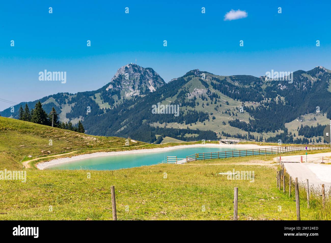 Sudelfeld Reservoir, Oberes Sudelfeld, hinter Wendelstein, 1838 m, Soinwand, 1756 m, Lacherspitze, 1724 m, Wildalpjoch, 1720 m, Bayrischzell, Mangfall, Oberbayern, Bayern, Deutschland, Europa Stockfoto