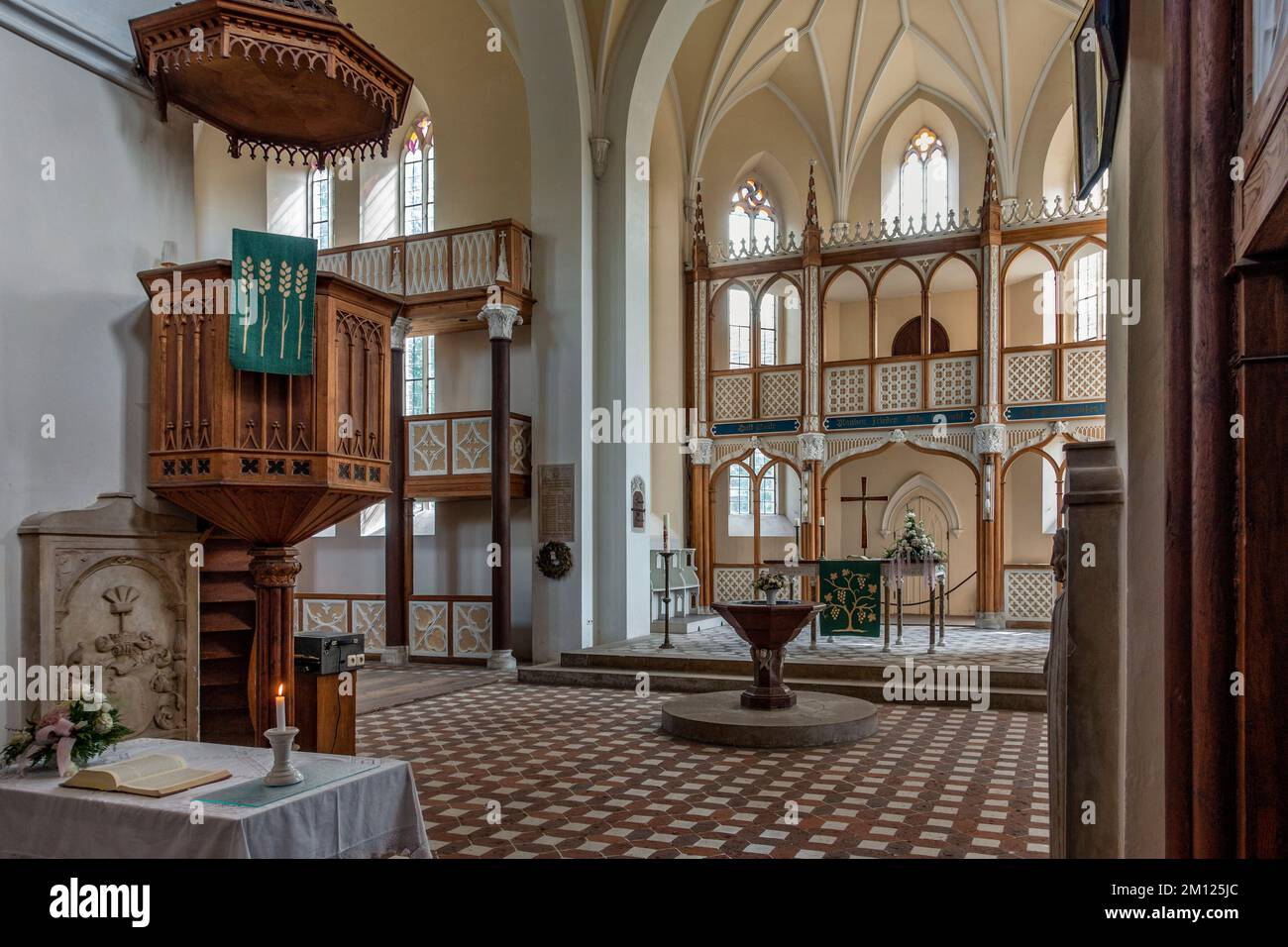 Wörlitz Park, St. Peter's Church, Chorzimmer Stockfoto