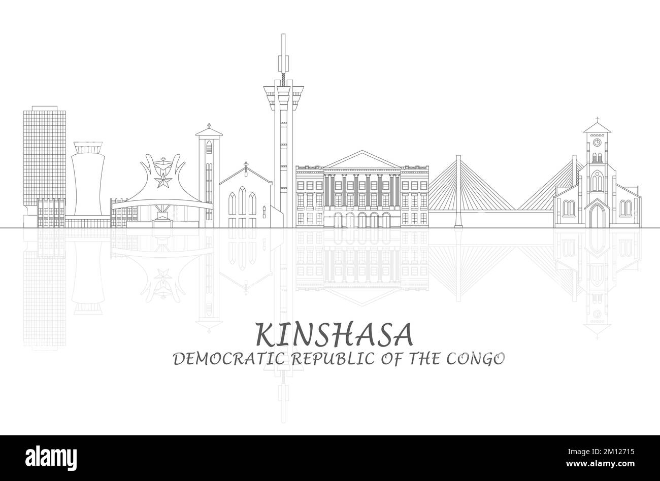 Skizzieren Skyline Panorama von Kinshasa, Demokratische Republik Kongo - Vektor-Illustration Stock Vektor