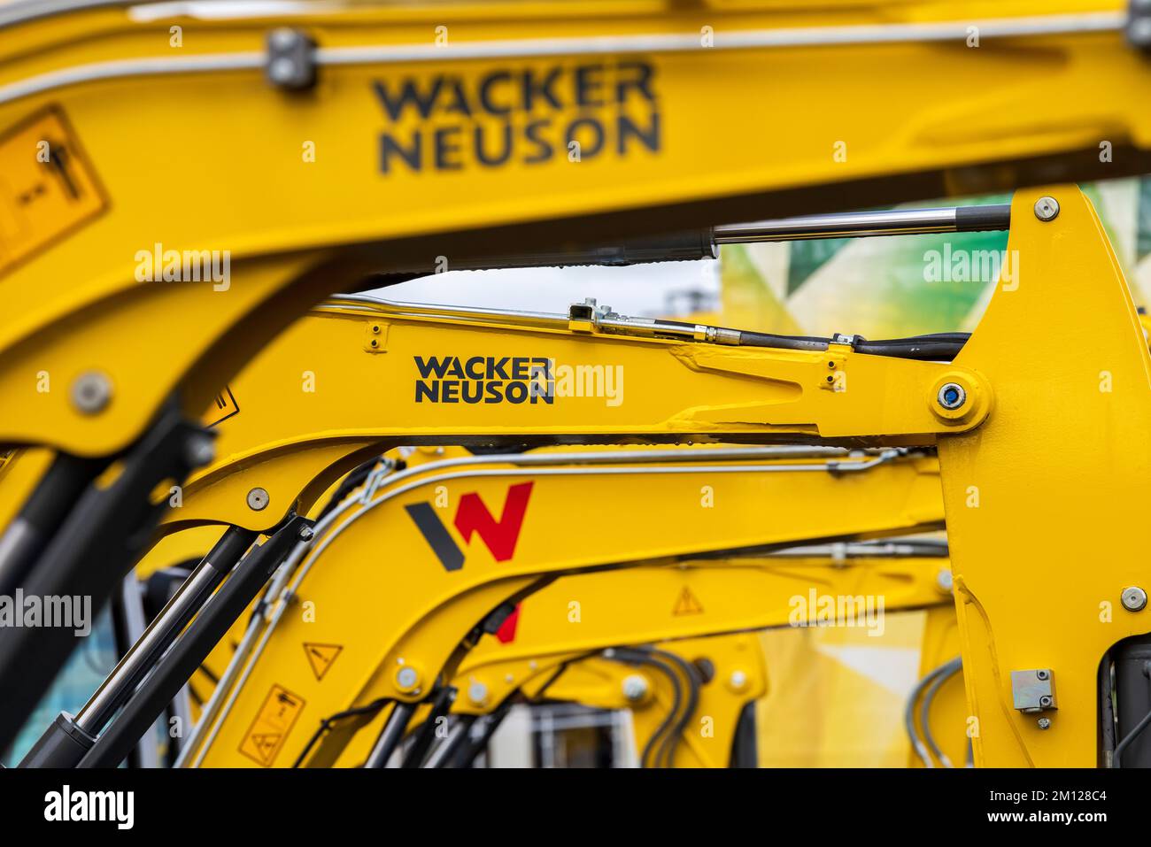 Bauma 2022 - die größte Messe für Baumaschinen, Bergbaumaschinen und Baufahrzeuge in München mit der Ausstellung des Unternehmens Wacker Neuson Stockfoto