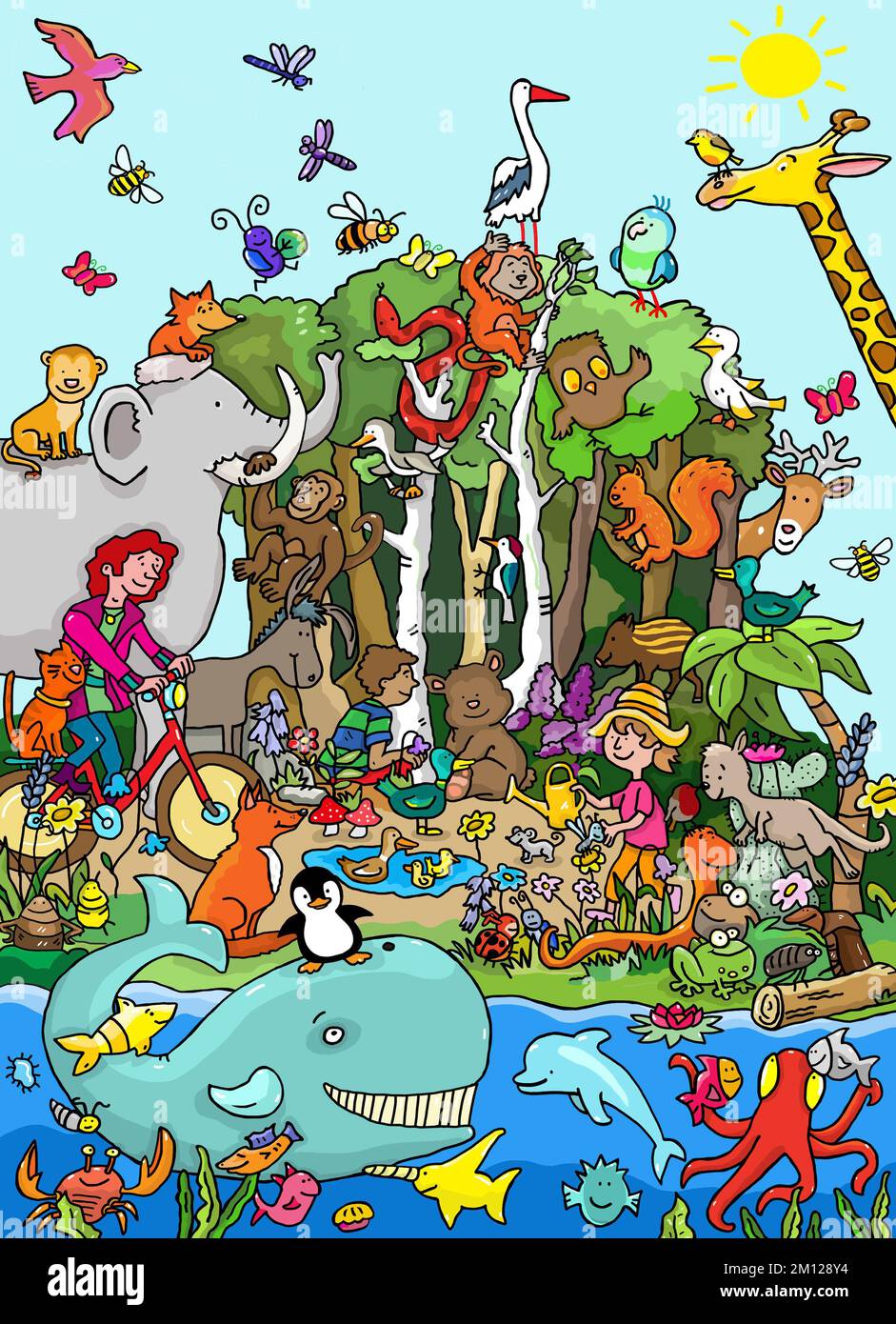 Illustration zum Thema Biodiversität Stockfoto