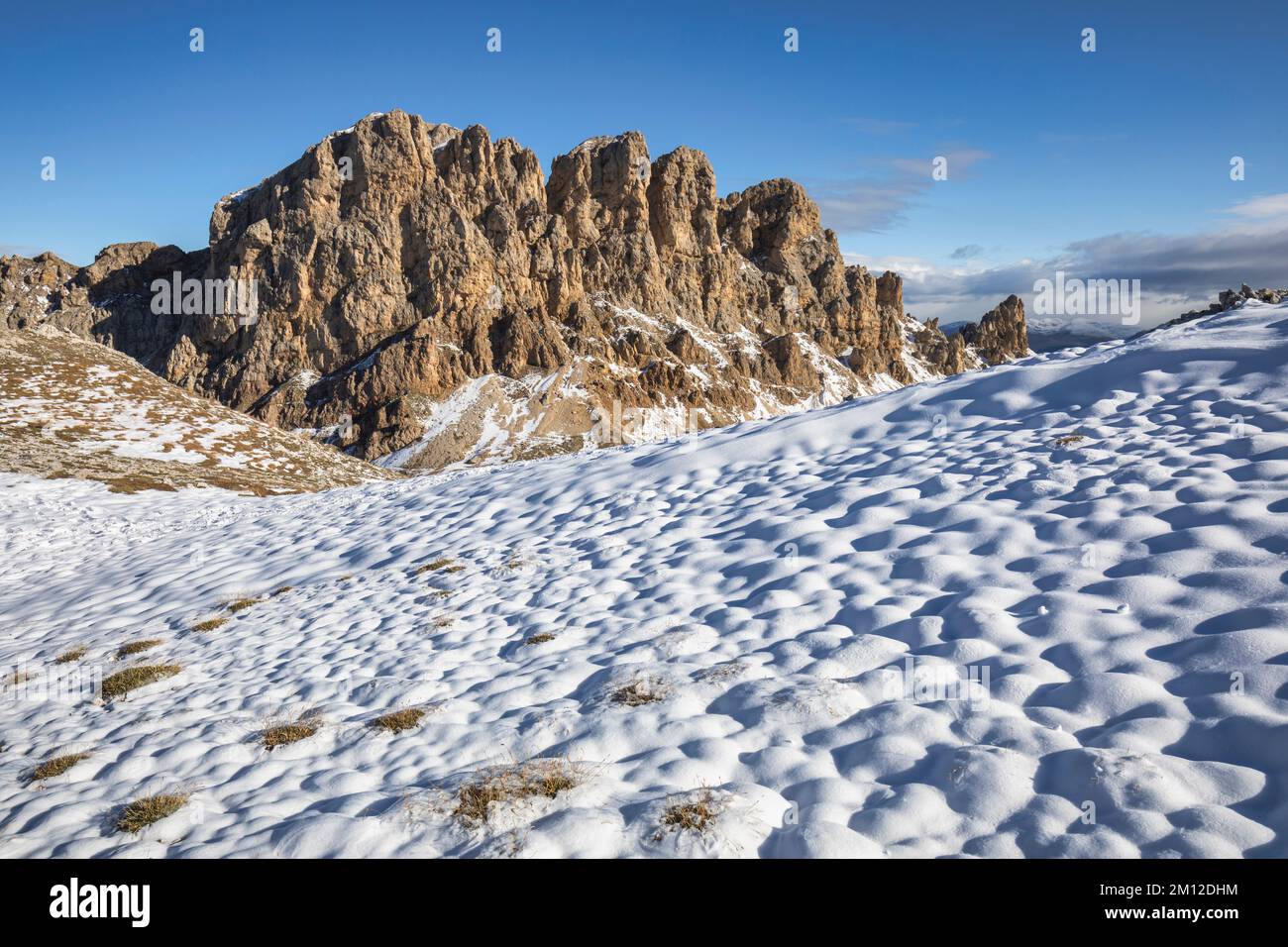 Italien, Südtirol, Provinz Bozen, Reifen. Die Spiers der Denti di Terrarossa / Rosszähne, Dolomiten Stockfoto