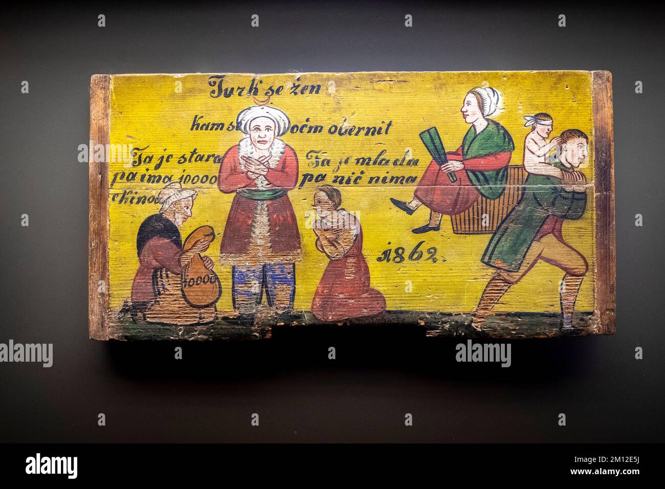 Slowenien, Oberkarniola, Radovljica, Bienenzuchtmuseum, bemalte Bienenstückplatten Stockfoto