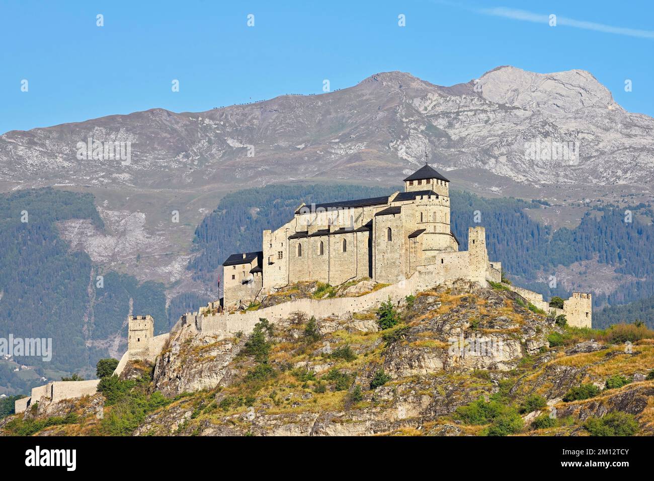 Schloss Tourbillon, Sion, Kanton Wallis, Schweiz, Europa Stockfoto