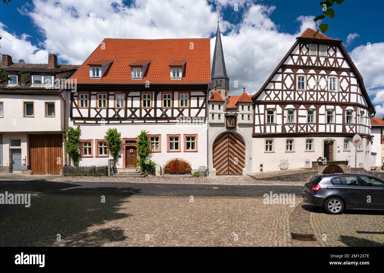 Historische, denkmalgeschützte Altstadt von Münnerstadt, Unterfranken, Bayern, Deutschland Stockfoto