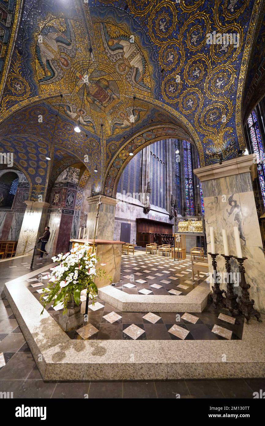 Deutschland, Nordrhein-Westfalen, Aachen, kaiserlicher Dom, Innenansicht, octagon, Chancel, Mosaik Stockfoto