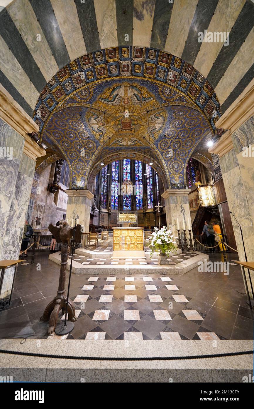 Deutschland, Nordrhein-Westfalen, Aachen, kaiserlicher Dom, Innenansicht, octagon, Chancel, Mosaik Stockfoto