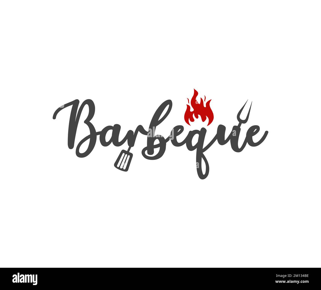 Design mit Grill- und Grill-Logo. Barbecue-Restaurant: Logo-Symbol für Barbecue-, Grill- und Bargrillgabel und Spatel, Vektordesign und Illustration. Stock Vektor