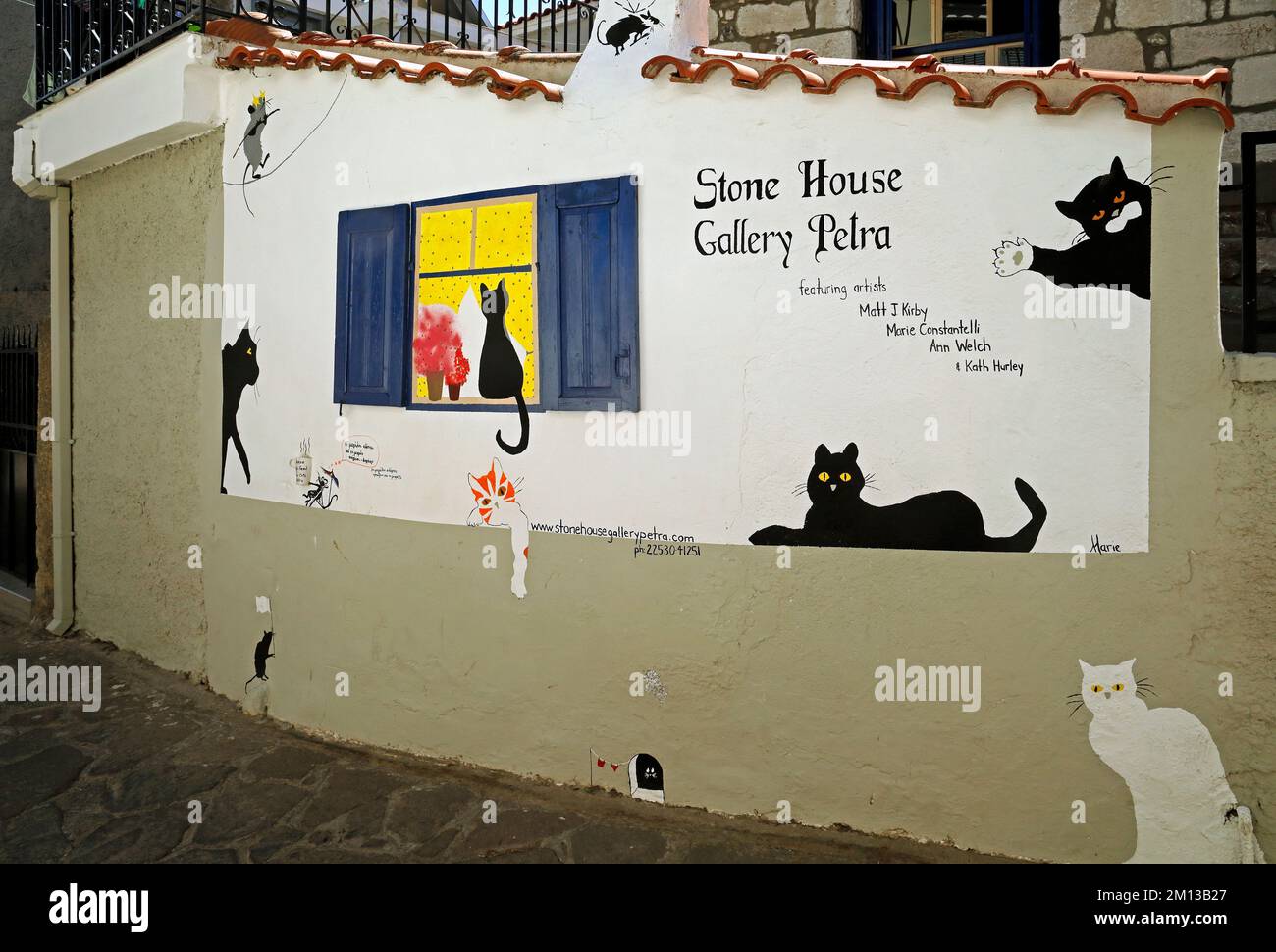 Stone House Gallery, Petra Stadt. Karikaturen von Katzen und Mäusen. Humor. September/Oktober 2022. Stockfoto