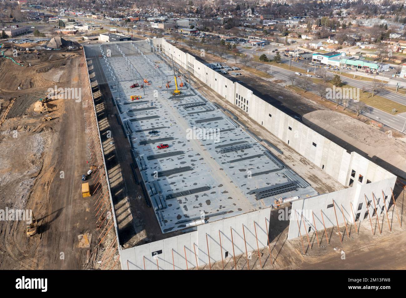 Harper Woods, Michigan – Auf dem Gelände des ehemaligen Eastland Shopping Center, das nach Jahren des Decli geschlossen wurde, wächst Eine riesige E-Commerce-Entwicklung auf Stockfoto