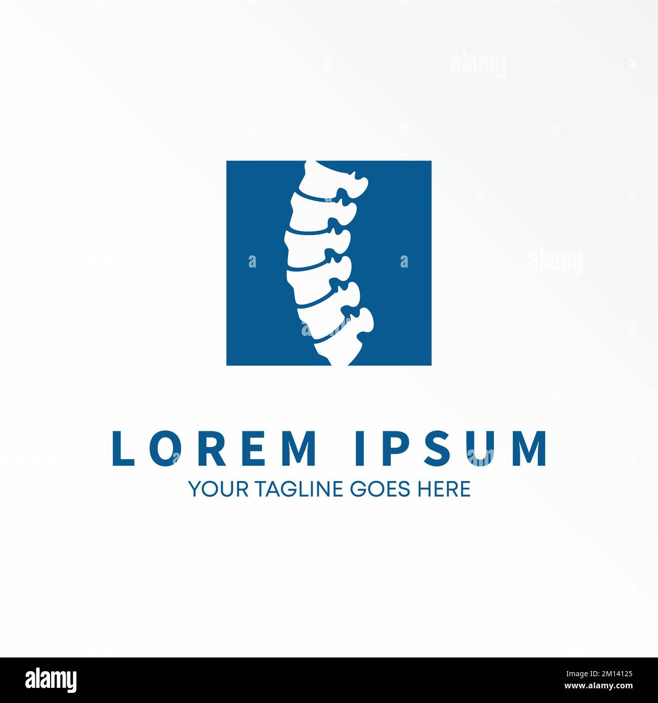 Menschliches Rückgrat mit sechs Segmenten im quadratischen Blockbild grafisches Logo Design abstraktes Konzept Vektormaterial. Kann als Symbol für Gesundheit verwendet werden Stock Vektor