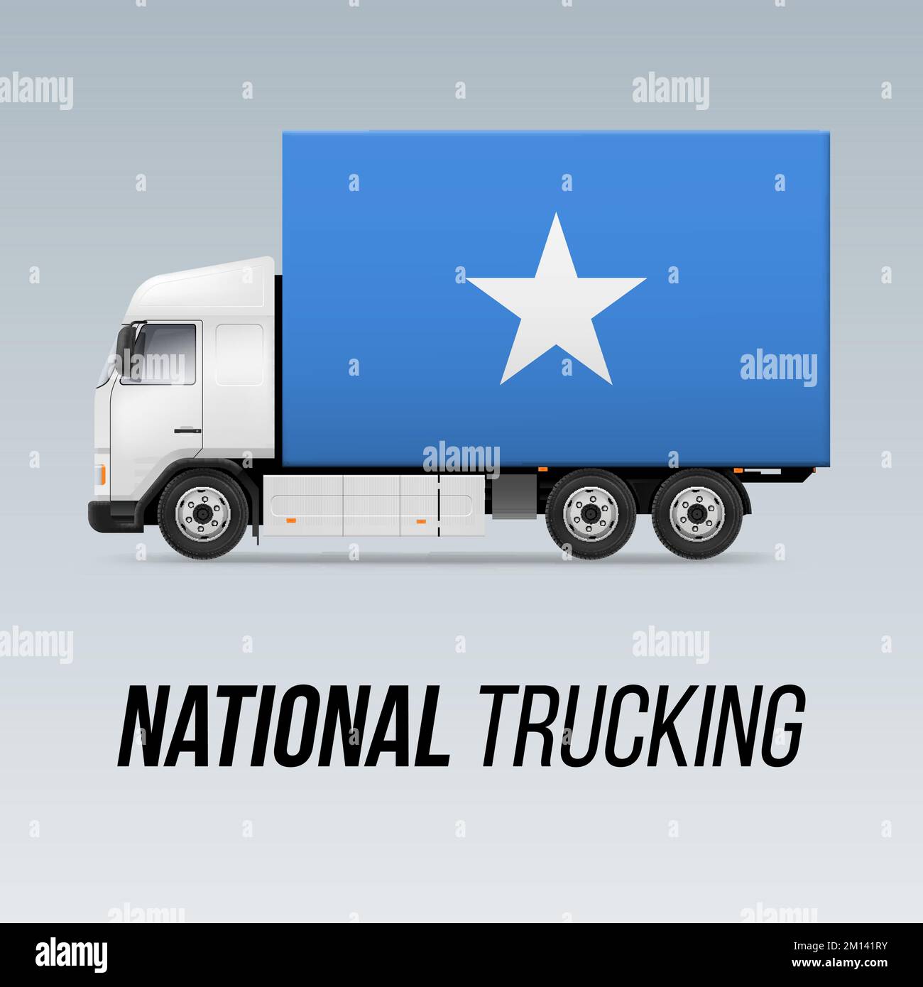 Symbol des nationalen Lieferwagens mit der Flagge Somalias. National Trucking Icon und somalische Flagge Stock Vektor