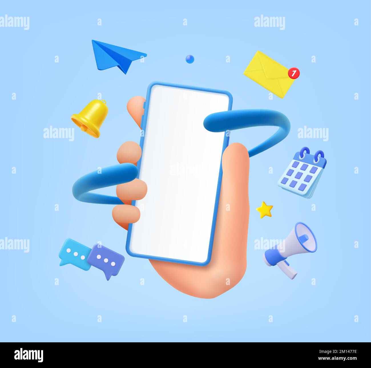 Hand Holding Phone mit Business Management App. Stock Vektor
