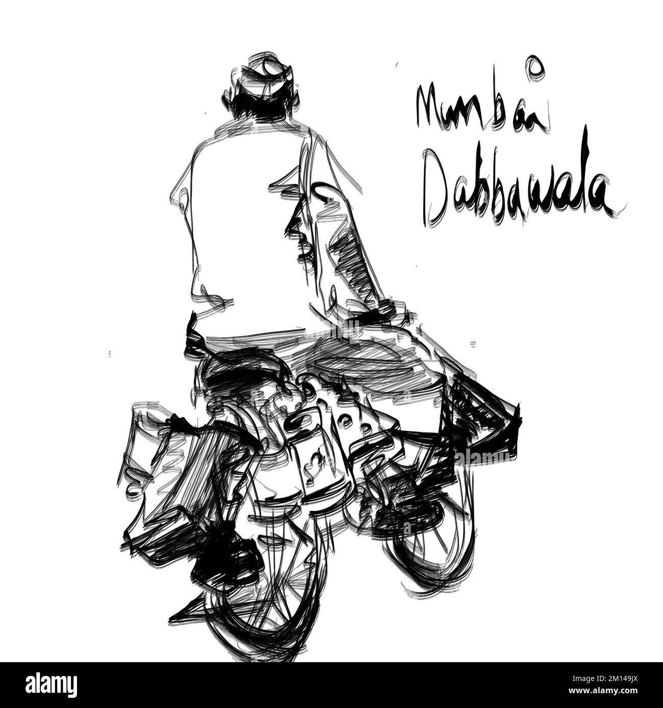 Dabbawalla liefert Lunchpakete zur Lieferung vor dem Bahnhof Churchgate. Indien, Maharashtra, Mumbai. Indischer Dabbawalla liefert Tiffin aus. Stockfoto