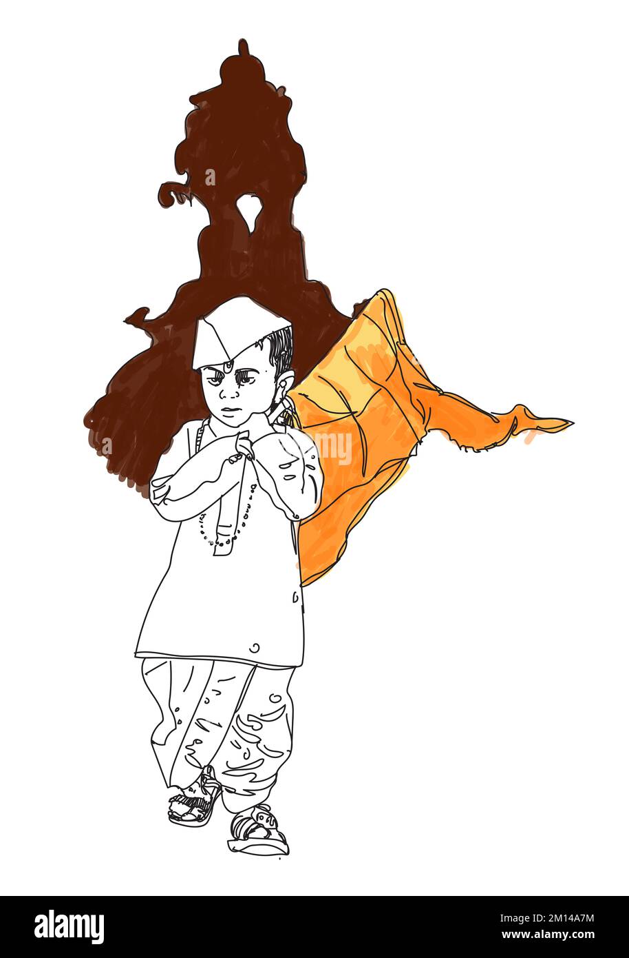 „Mauli“ ist der Name von Lord Vitthal aus Pandharpur Maharashtra India, Vitthal Indian God Illustration mit Vita Mauli, Hindu lord's Tilak Illustration Stockfoto