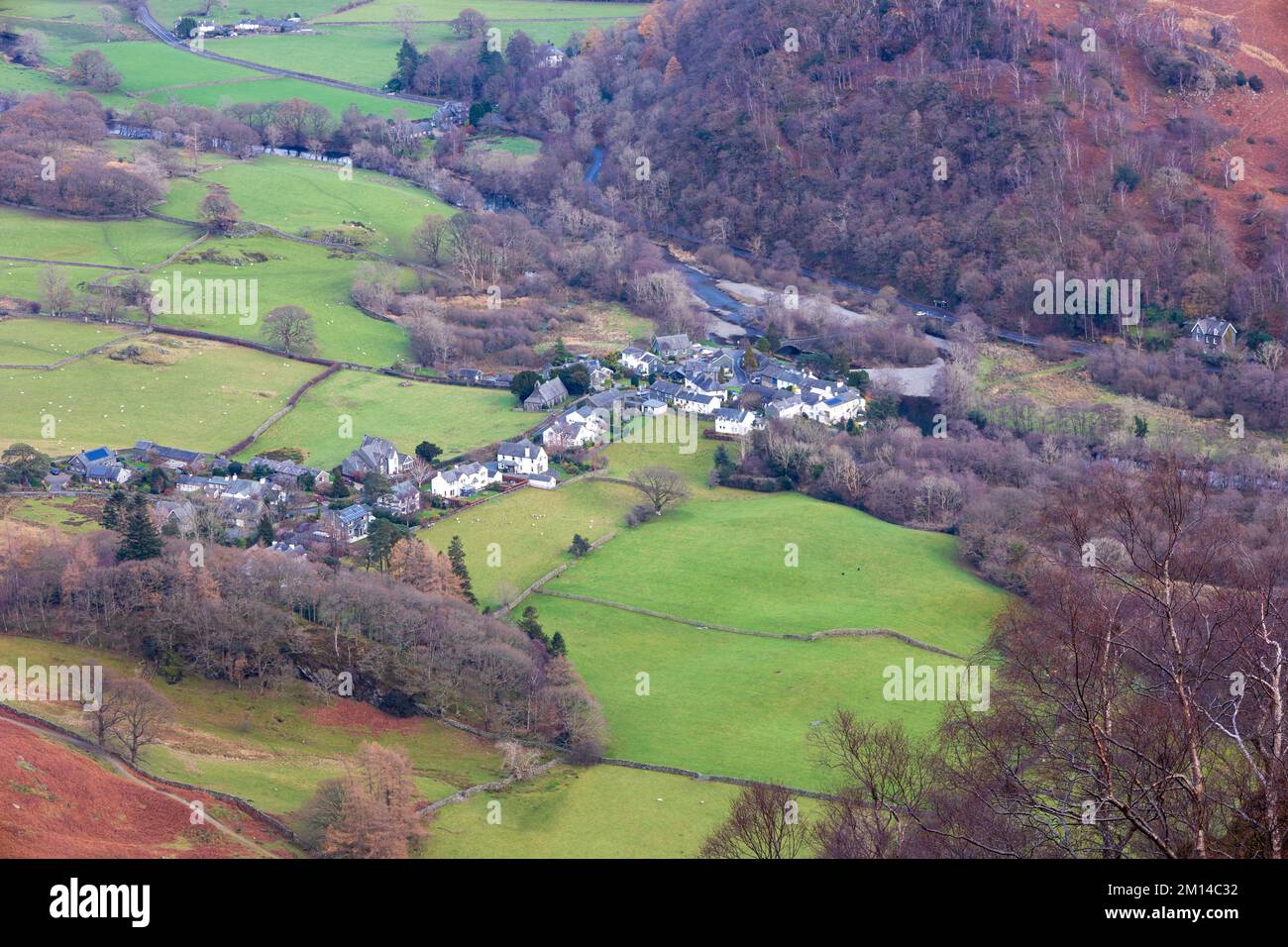 Grange ist ein kleines Dorf in Borrowdale, in der Nähe von Keswick, im English Lake District Nation Park Stockfoto