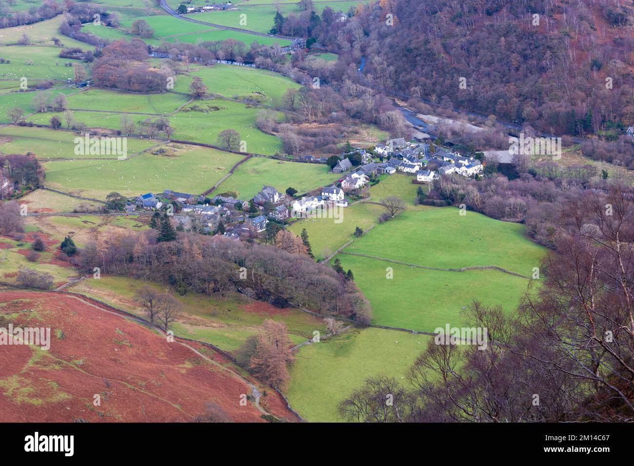 Grange ist ein kleines Dorf in Borrowdale, in der Nähe von Keswick, im English Lake District Nation Park Stockfoto