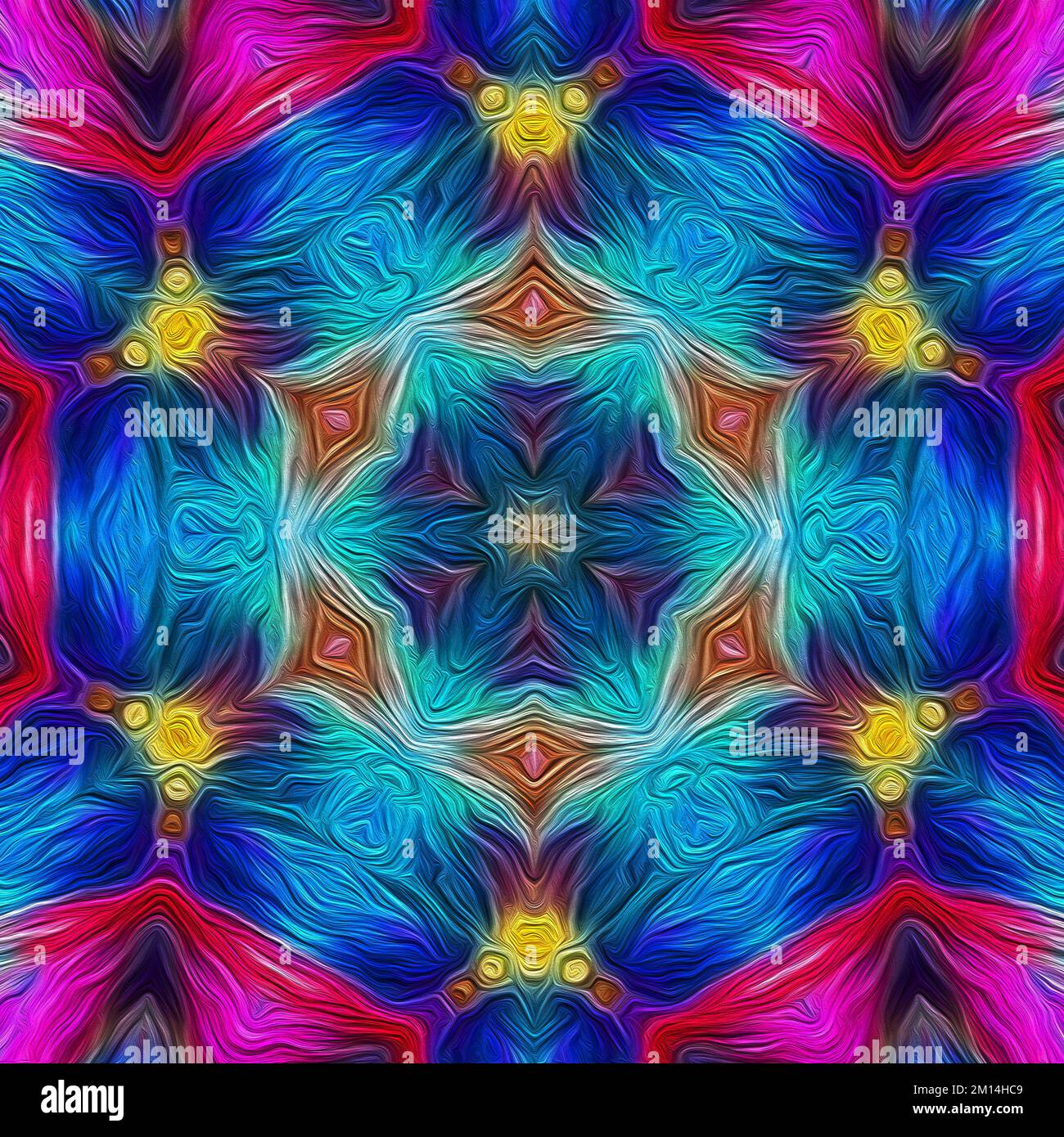 Magische mystische Mandala. Esoterisches geometrisches Fraktal. Kaleidoskopischer Hintergrund Stockfoto
