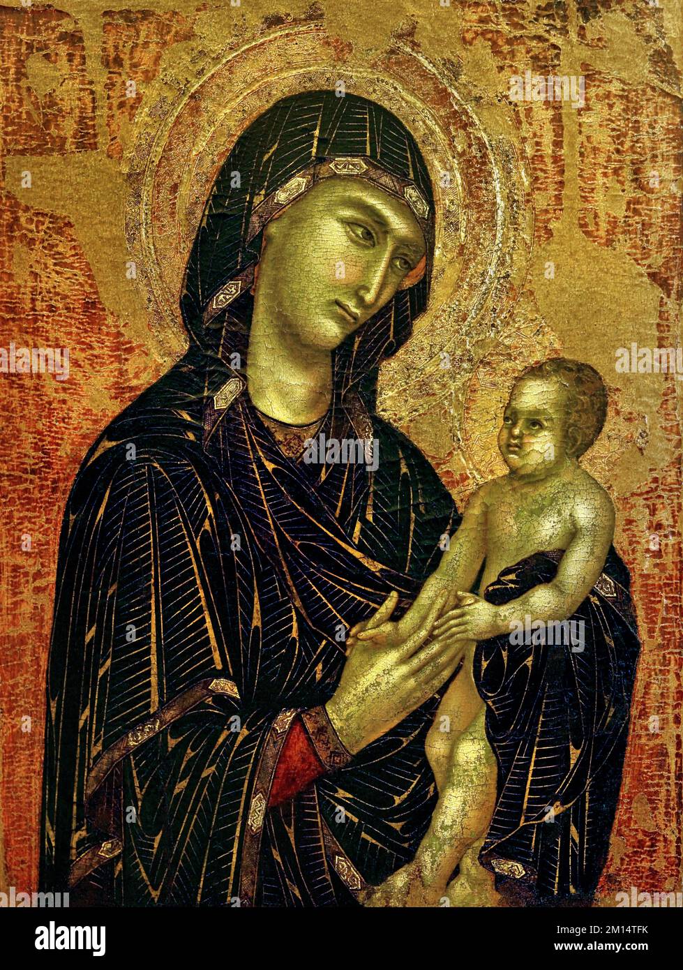 La Madonna introno col Bambino - die faszinierte Madonna und das Kind aus dem 13. Jahrhundert Maestro degli Albertini, christliche Kunst, Italien, Italienisch. Stockfoto
