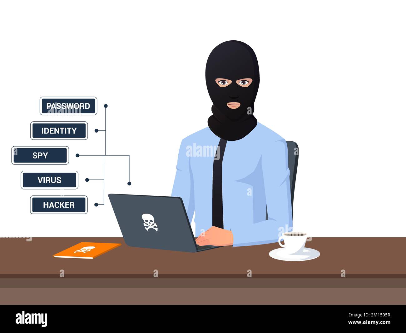 Anonymer Hacker Spy and Data Theft Concept Premium Vector Stock Vektor