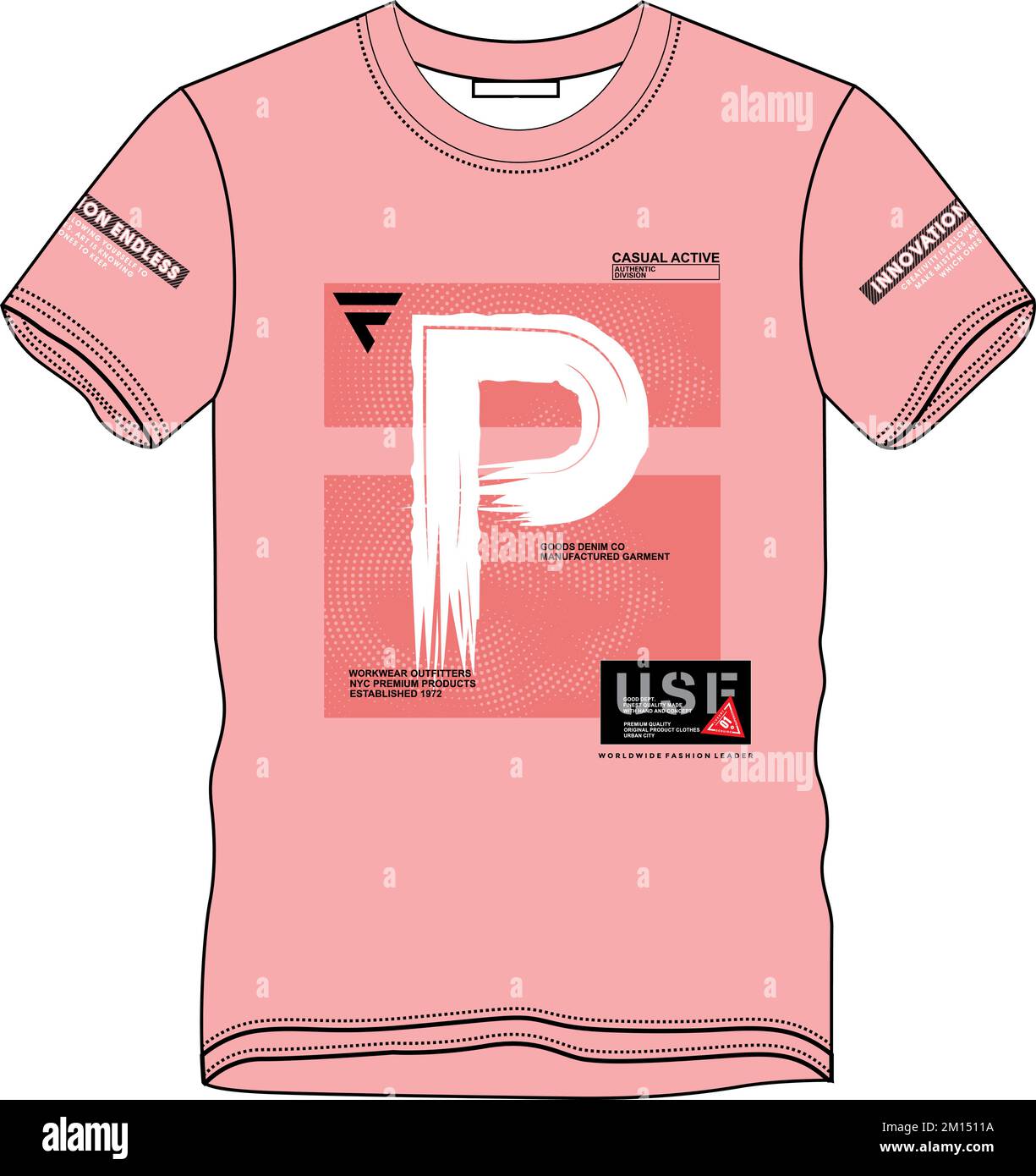 T-Shirt- und Bekleidungsdesign mit Grunge-Effekt und strukturiertem Schriftzug. Vektordruck, Typografie, Poster, Emblem. Stock Vektor