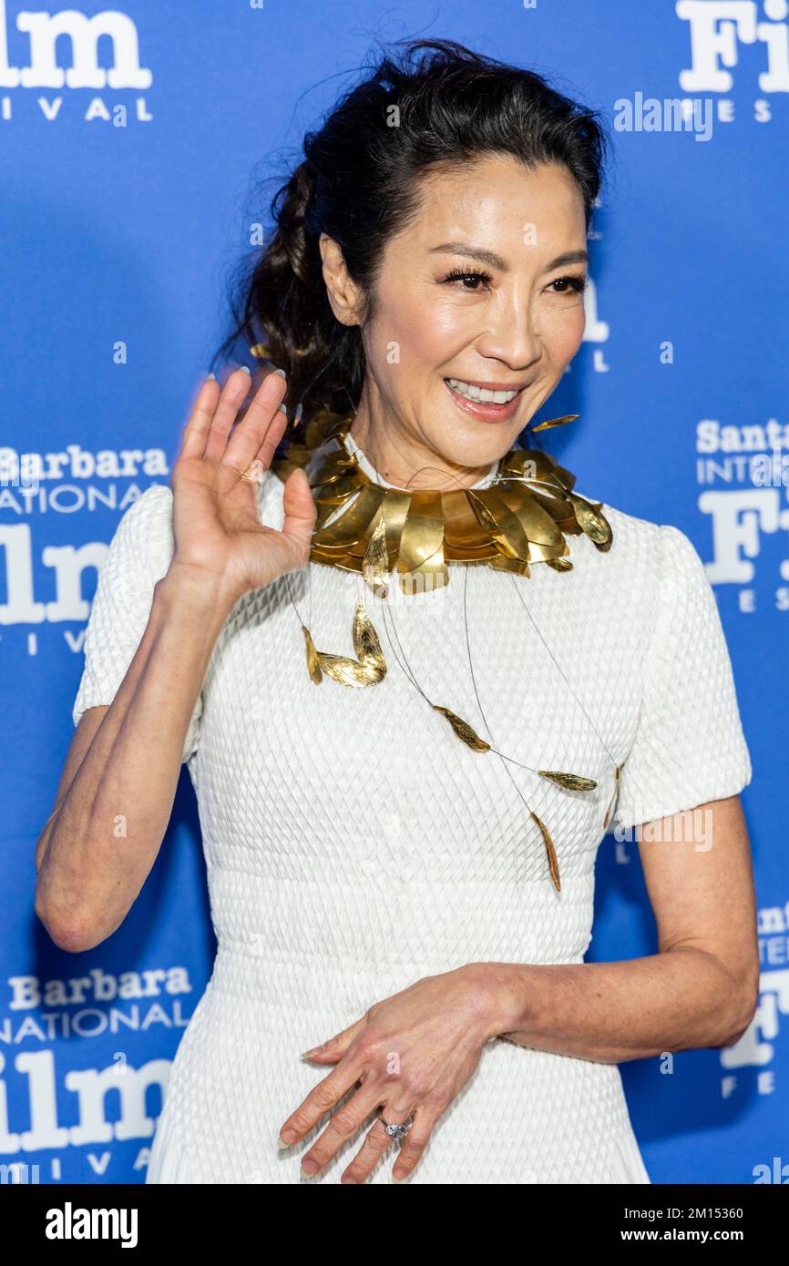 Santa Barbara, USA. 09.. Dezember 2022. Michelle Yeoh erhält am Freitag, den 9. Dezember 2022, im Ritz-Carlton Bacara, Santa Barbara, Kalifornien, den alljährlichen Kirk Douglas Award 15. des Santa Barbara International Film Festival für exzellente Filmqualität. (Foto: Rod Rolle/Sipa USA) Guthaben: SIPA USA/Alamy Live News Stockfoto