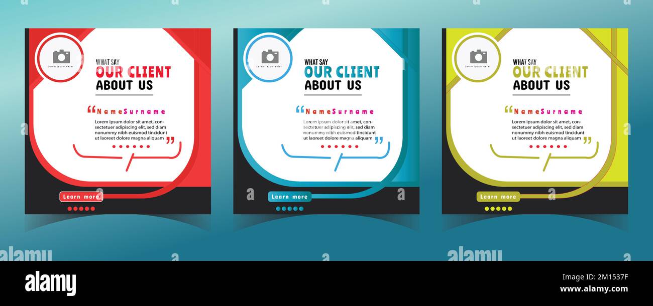 Moderne und kreative Kundenreferenz Social Media Post-Design Bewertung des Kundenservice Stock Vektor