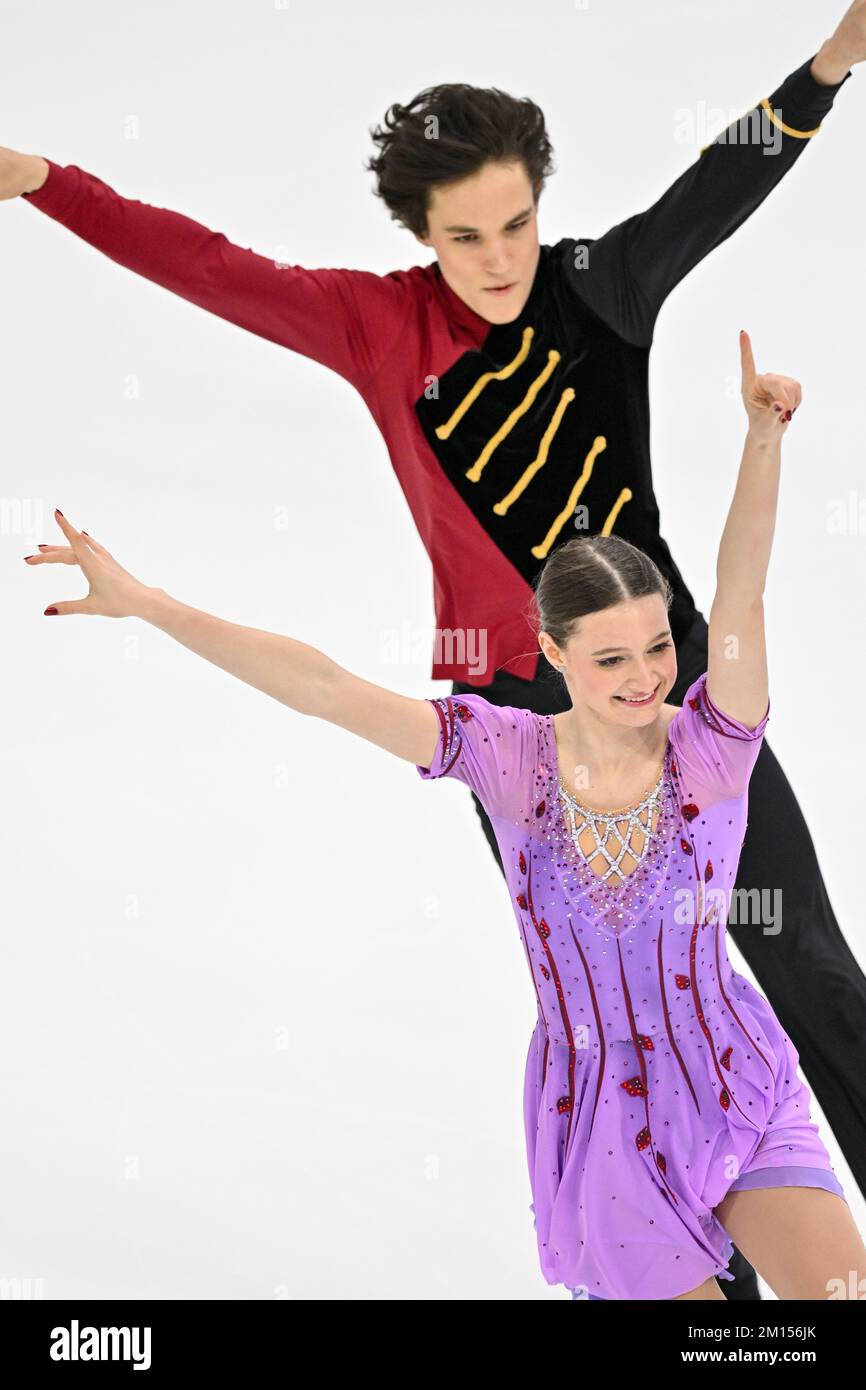 Darya GRIMM & Michail SAVITSKIY (GER), während der Junior Ice Dance Practice, beim ISU Grand Prix of Figure Skating Final 2022, in Palavela, am 10. Dezember 2022, in Turin, Italien. Kredit: Raniero Corbelletti/AFLO/Alamy Live News Stockfoto