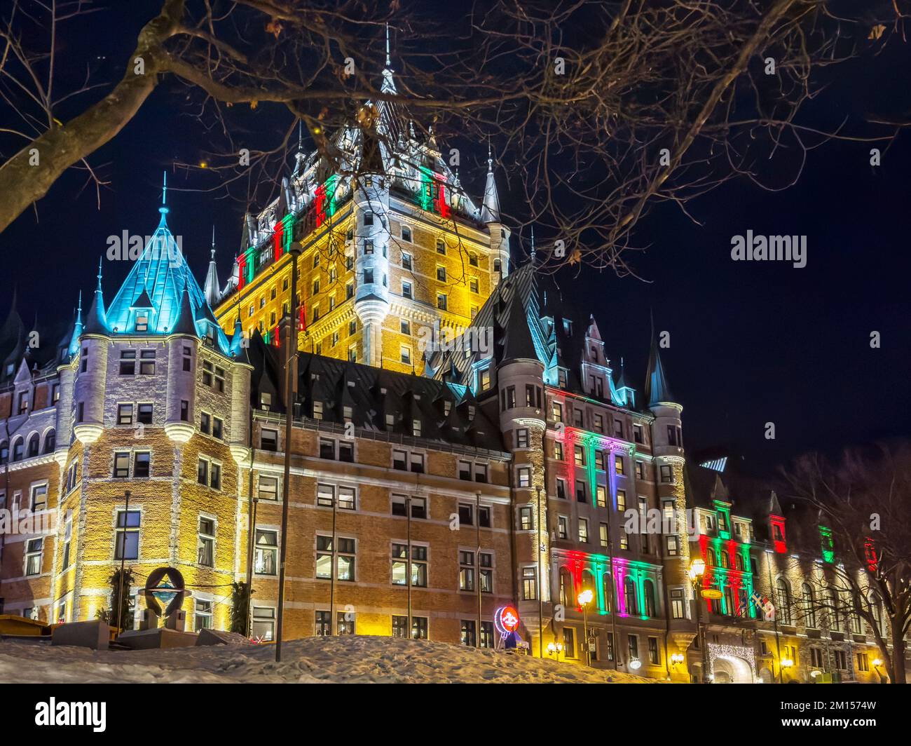 Hotel Chateau Frontenac in Weihnachtsfarben, Old Québec City, Québec, Kanada Stockfoto Hotel Chateau Frontenac in Weihnachtsfarben, Old Québec City, Québec, Kanada Stockfoto