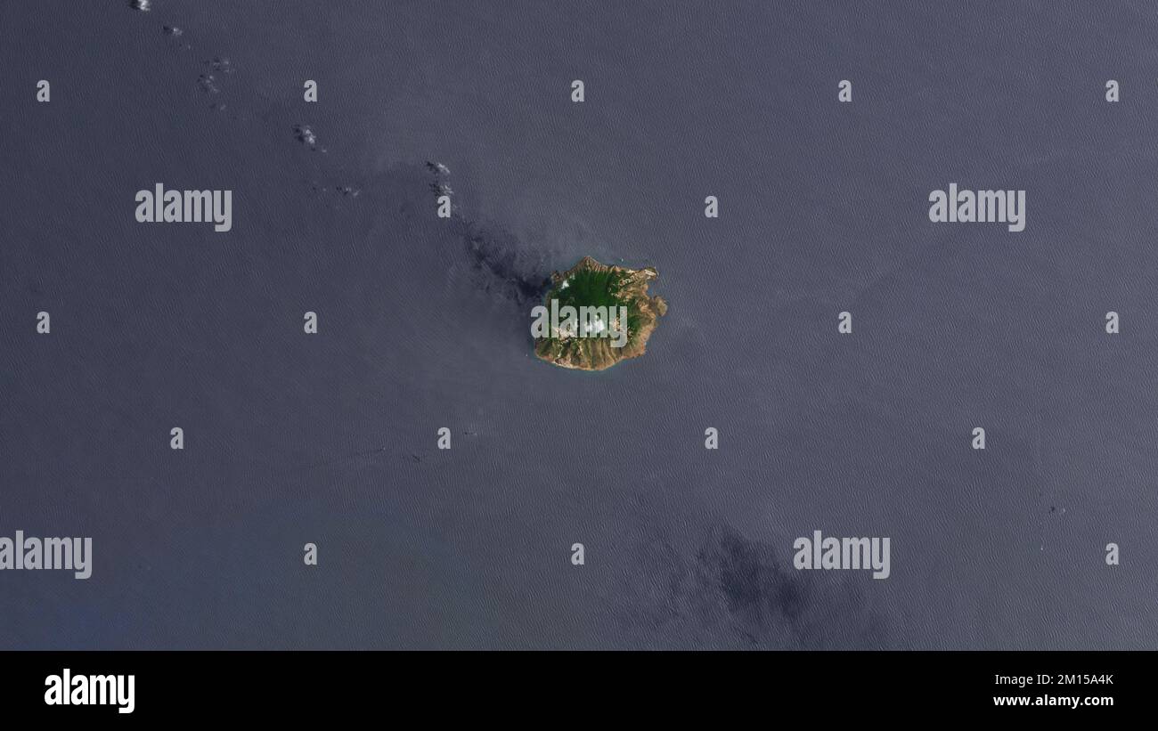 Luftaufnahme der Insel Saba in der Karibik. Elemente dieses Bildes stammen von der NASA. Stockfoto