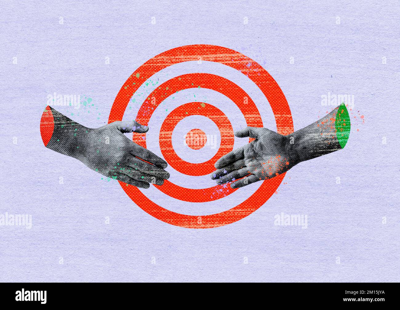 Hände, Begrüßung und Zielscheibe. Das Konzept der Freundschaft und der Helfershelferin. Stockfoto