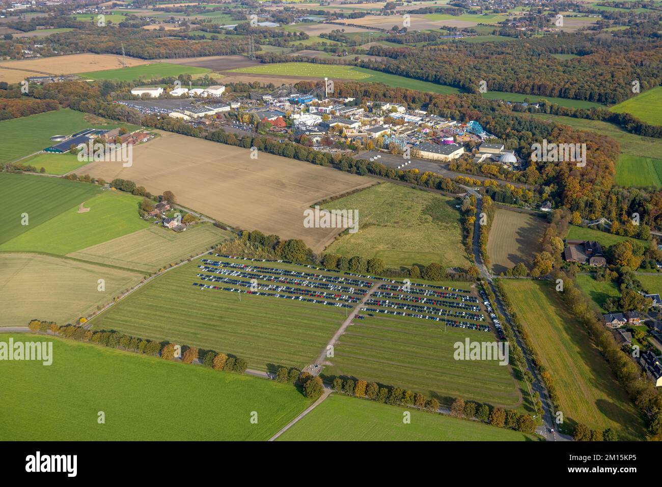 Luftaufnahme, Movie Park Germany im Bezirk Kirchhellen-Nord-Ost in Bottrop, Ruhrgebiet, Nordrhein-Westfalen, Deutschland, Bottrop, DE, Europa, Empf Stockfoto